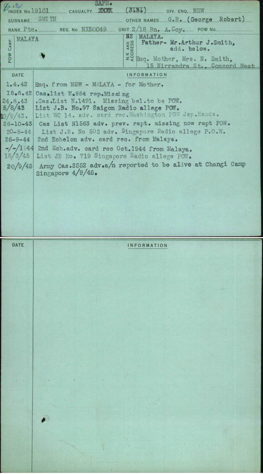 Smith, G R (George Robert), NX50049