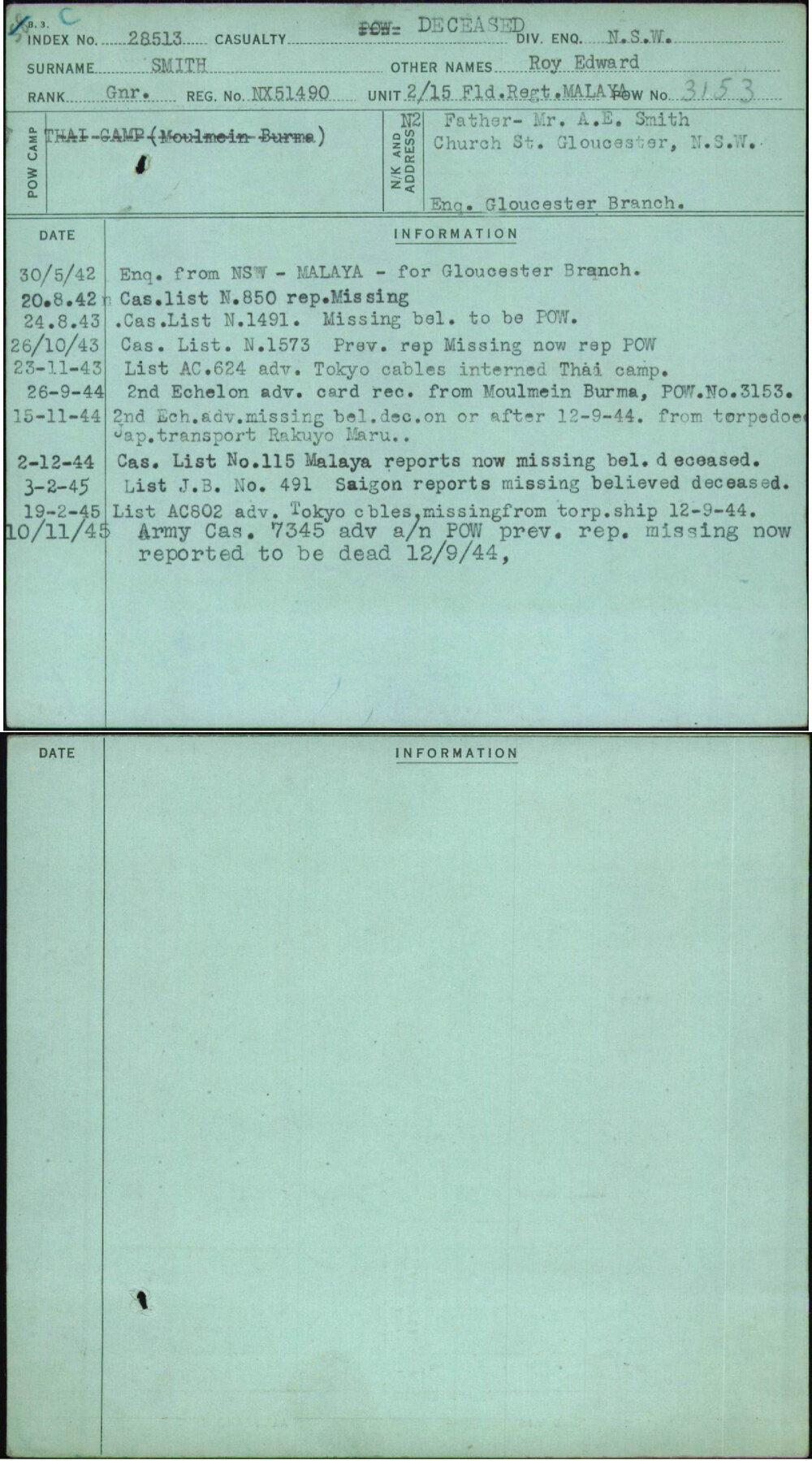 Smith, Roy Edward, NX51490