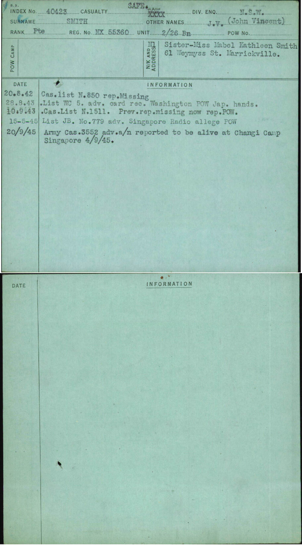 Smith, J V (John Vincent), NX55360