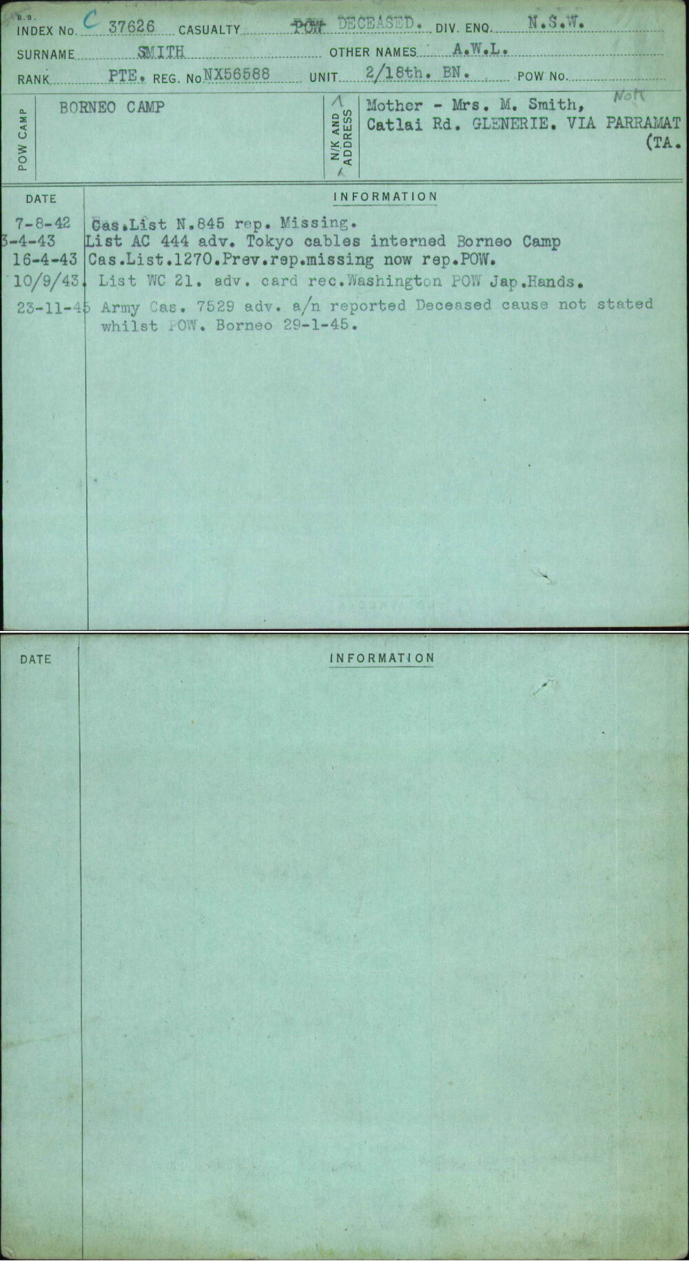 Smith, A W L, NX56588