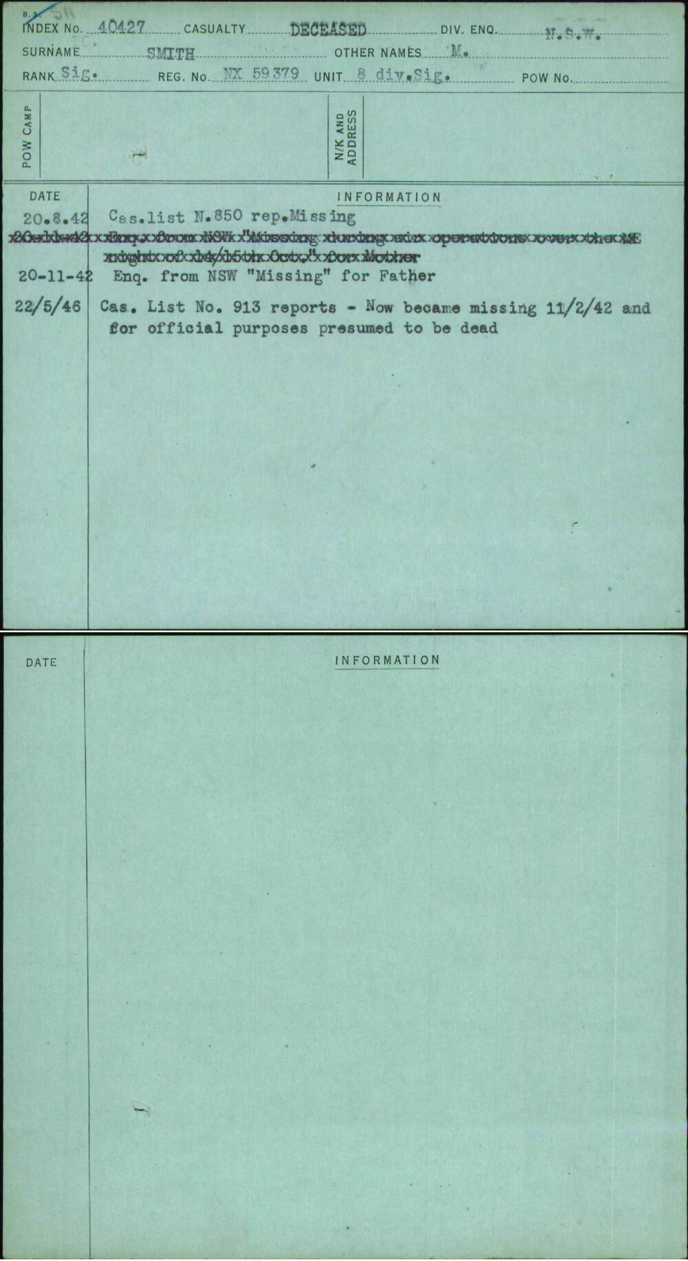 Smith, M, NX59379