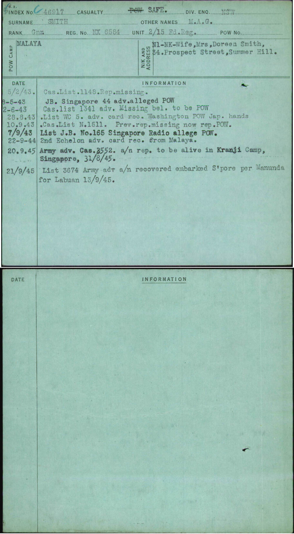 Smith, M A G, NX6584
