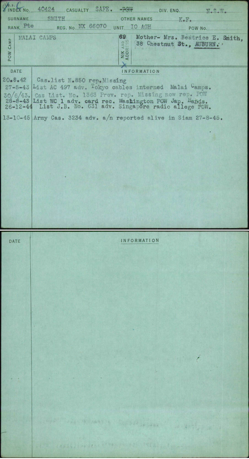 Smith, K F, NX66070