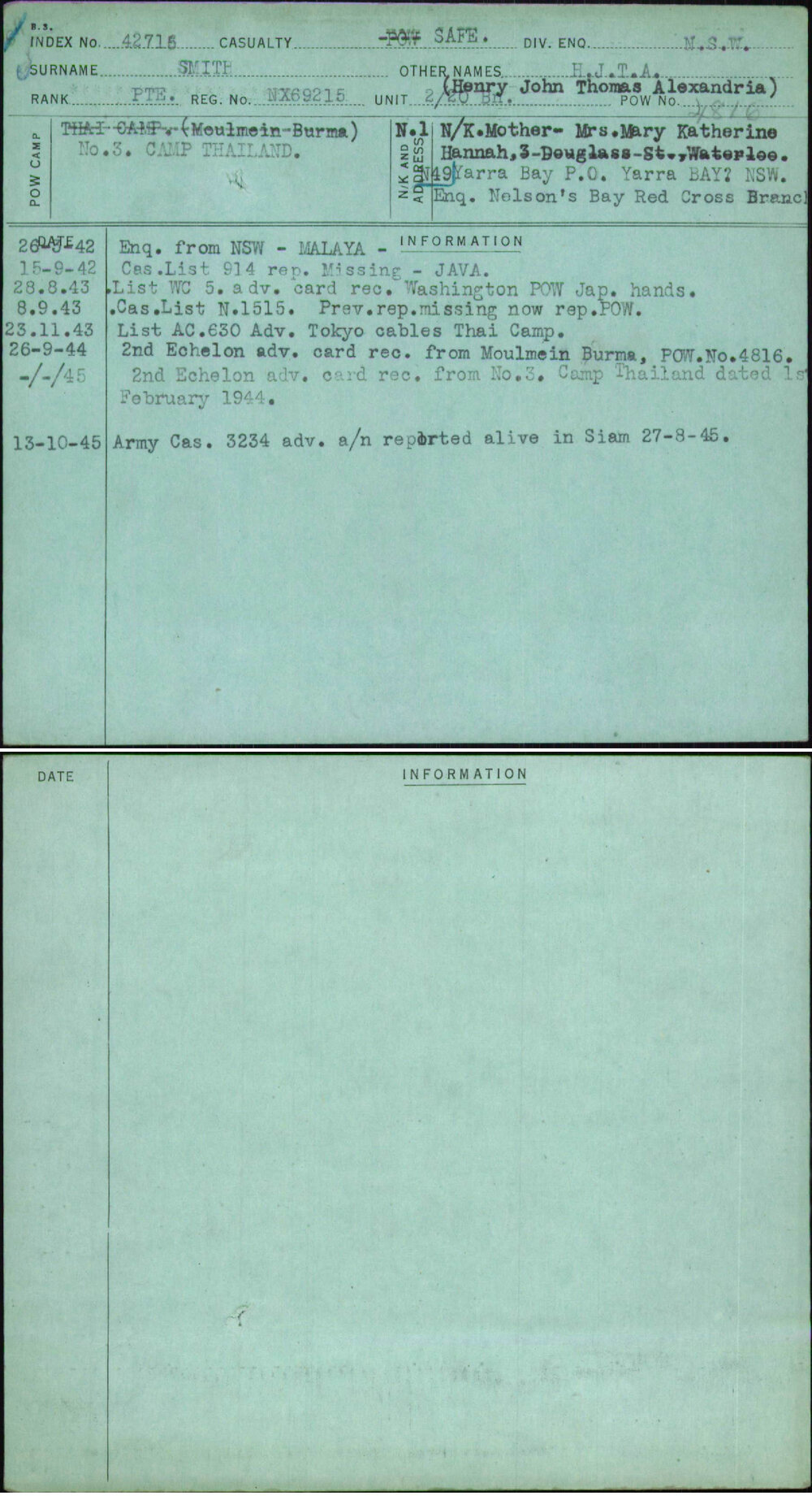 Smith, H J T A, NX69215