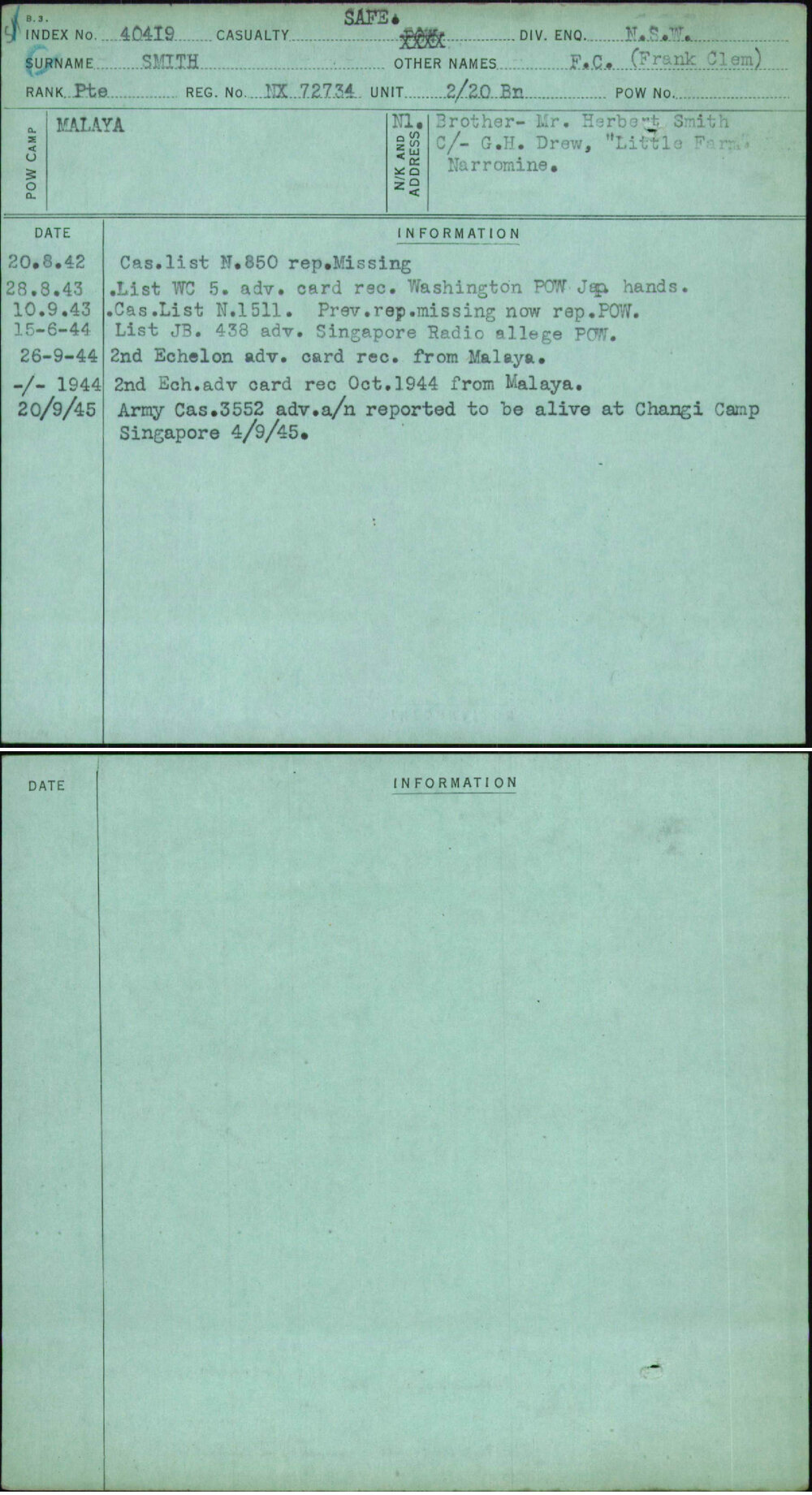Smith, F C (Frank Clem), NX72734