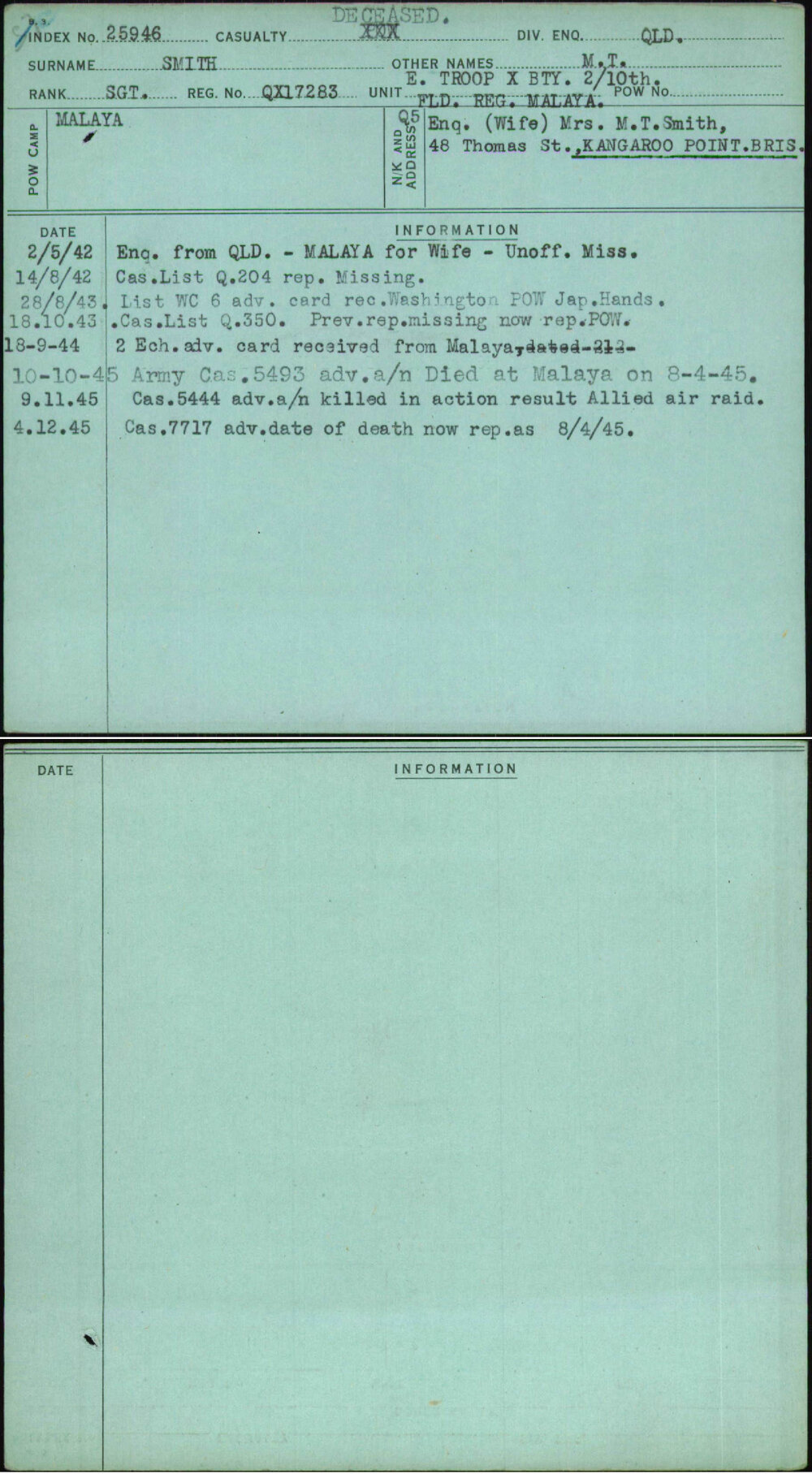 Smith, M T, QX17283