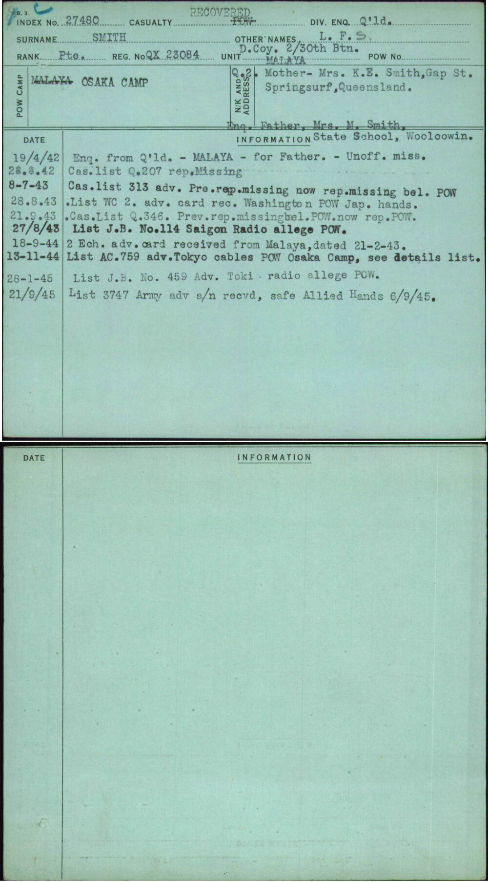 Smith, L F S, QX23084