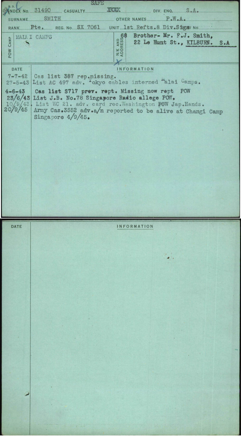 Smith, P W A, SX7061