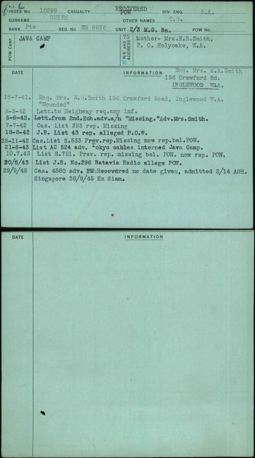 Smith, C G, SX8936