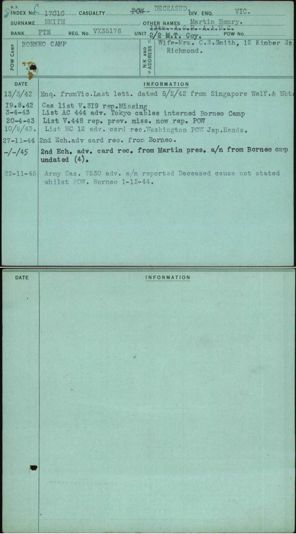 Smith, Martin Henry, VX35176