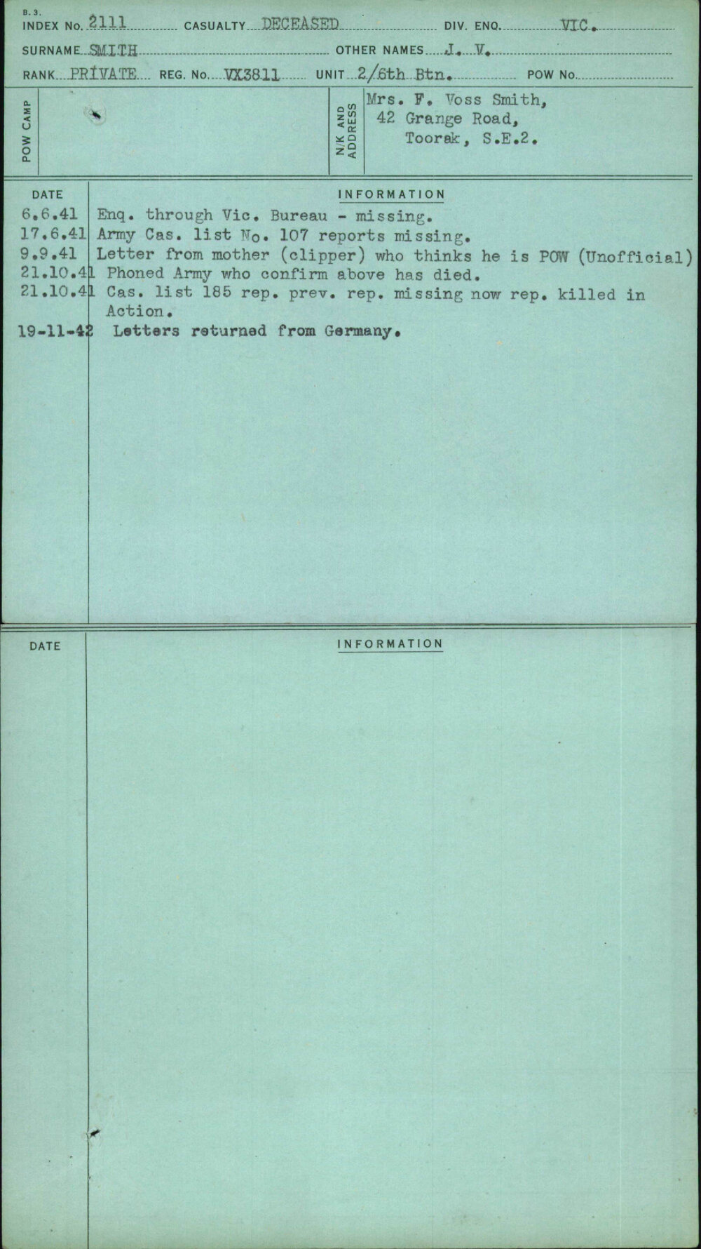 Smith, J V, VX3811