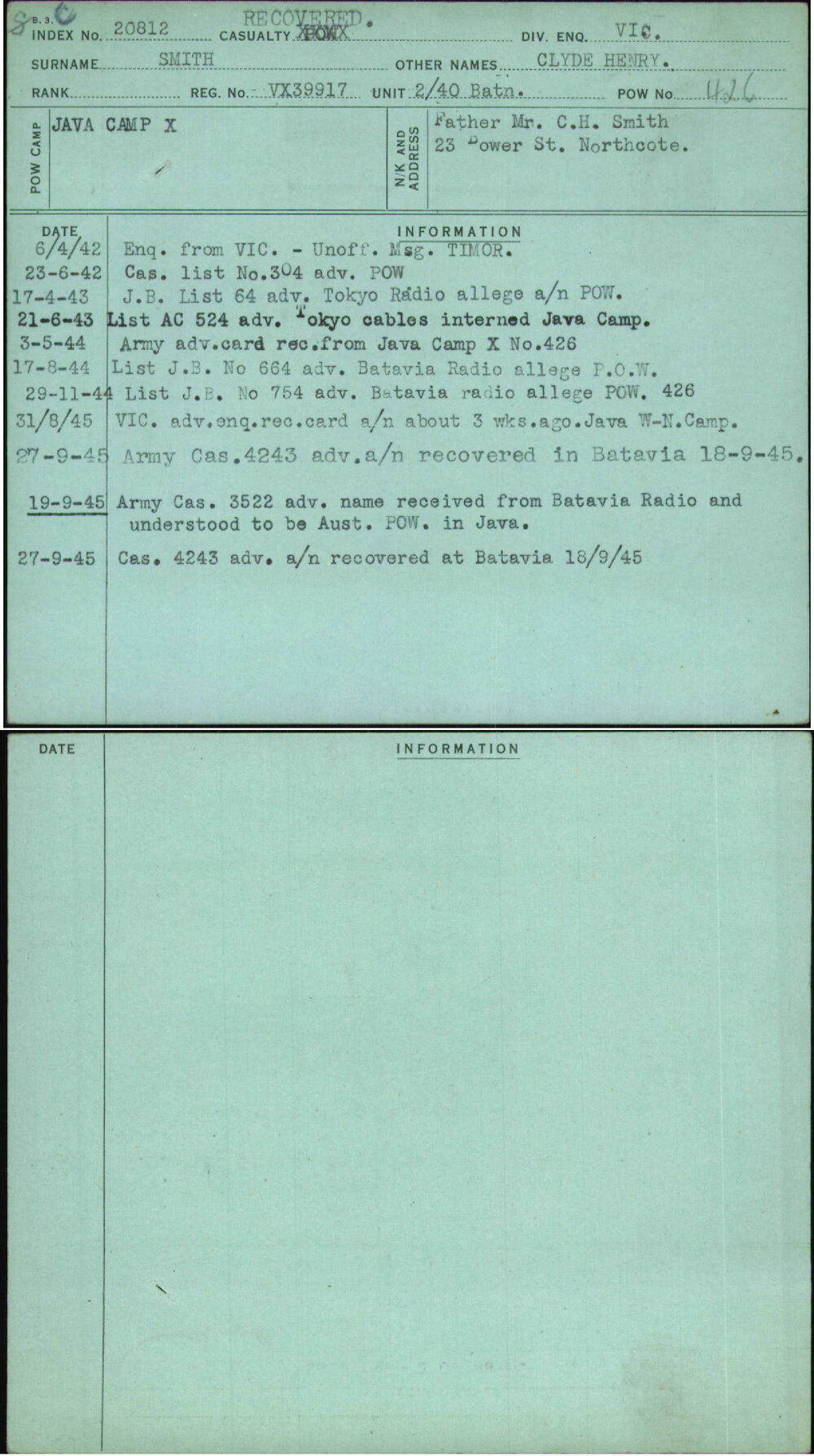 Smith, Clyde Henry, VX39917