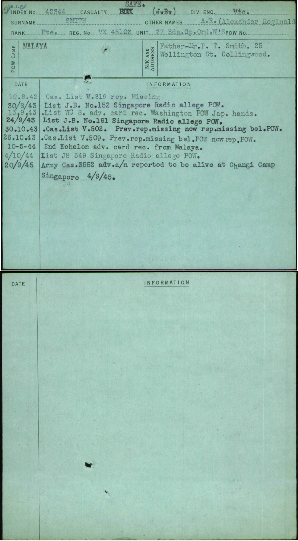 Smith, A R (Alexander Reginald), VX45103