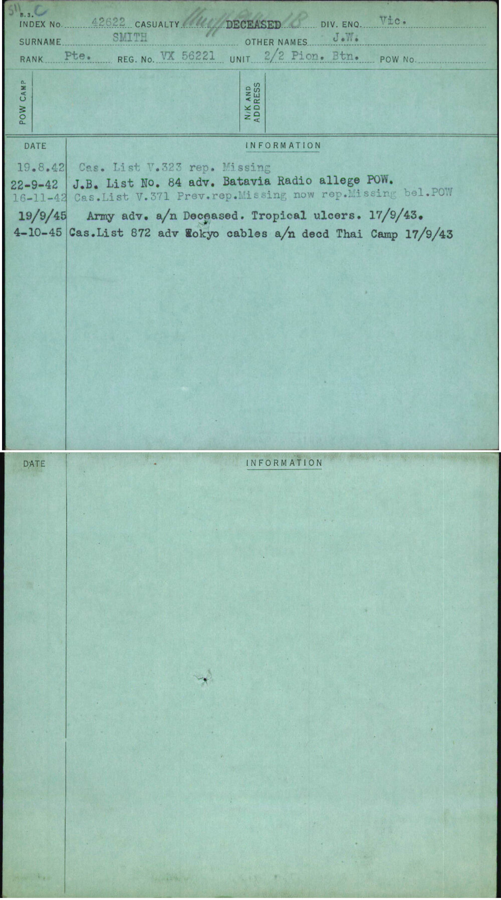 Smith, J W, VX56221