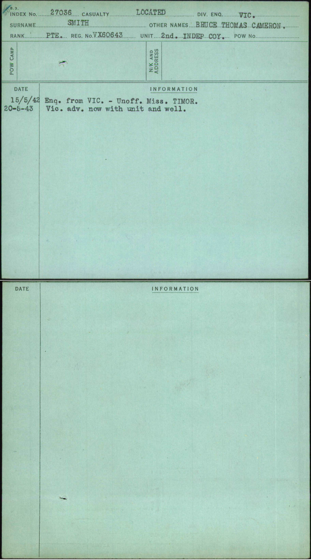 Smith, Bruce Thomas Cameron, VX60643