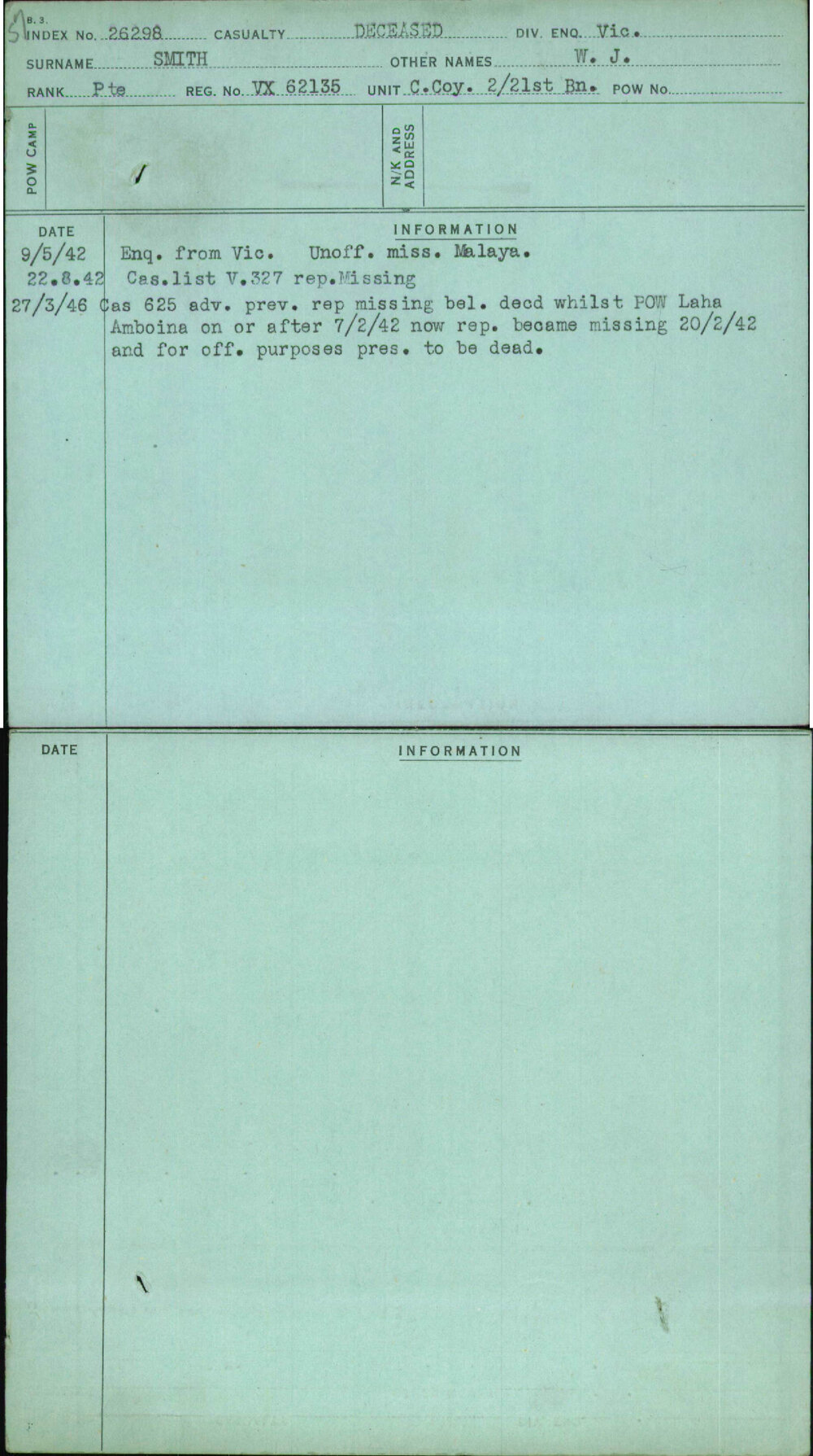Smith, W J, VX62135