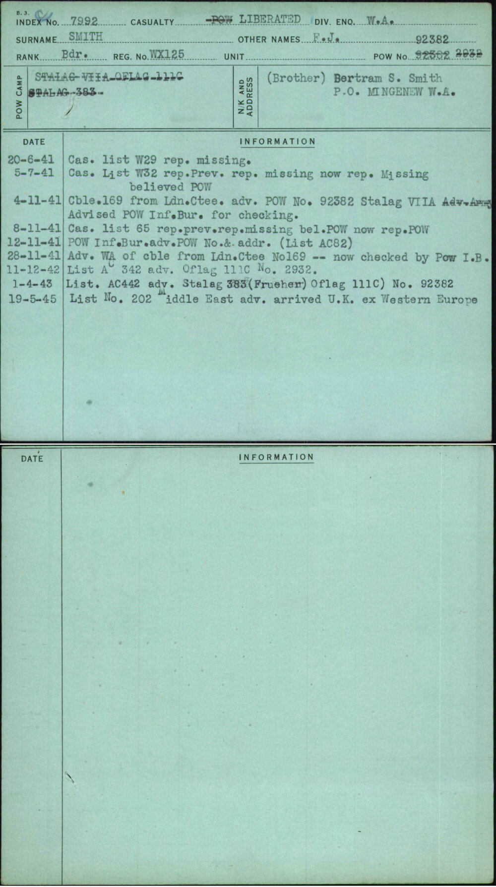 Smith, F J, WX125