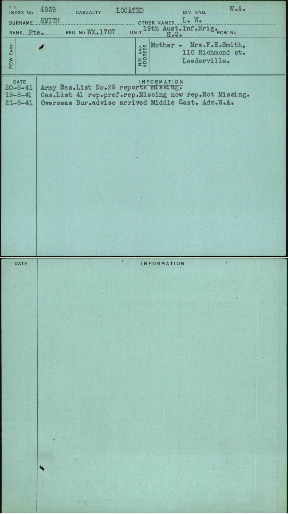 Smith, L W, WX1707
