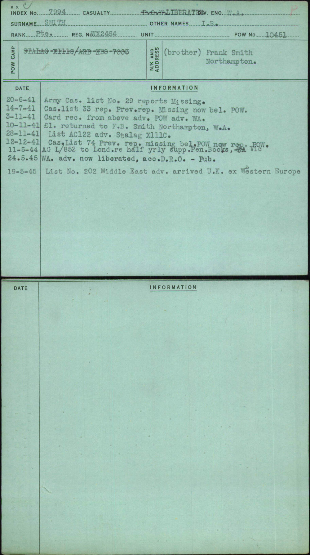Smith, I B, WX2464