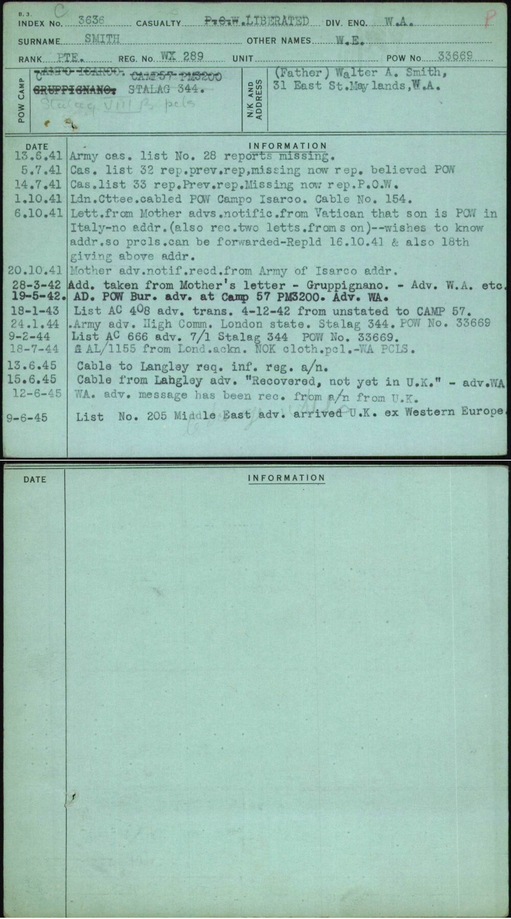 Smith, W E, WX289