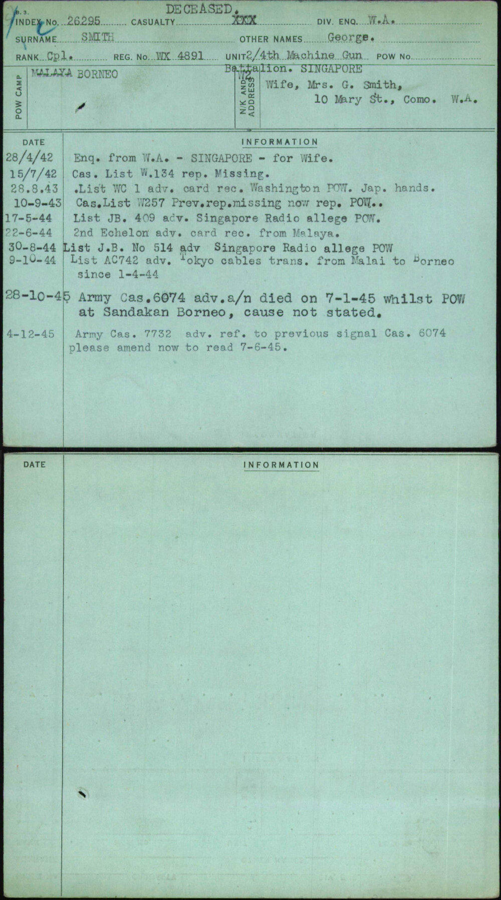 Smith, George, WX4891