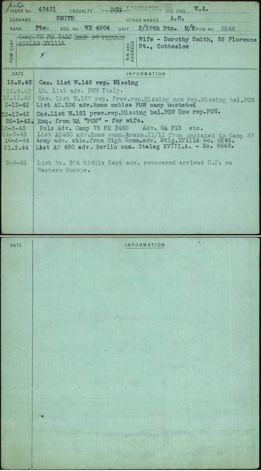 Smith, A G, WX4904
