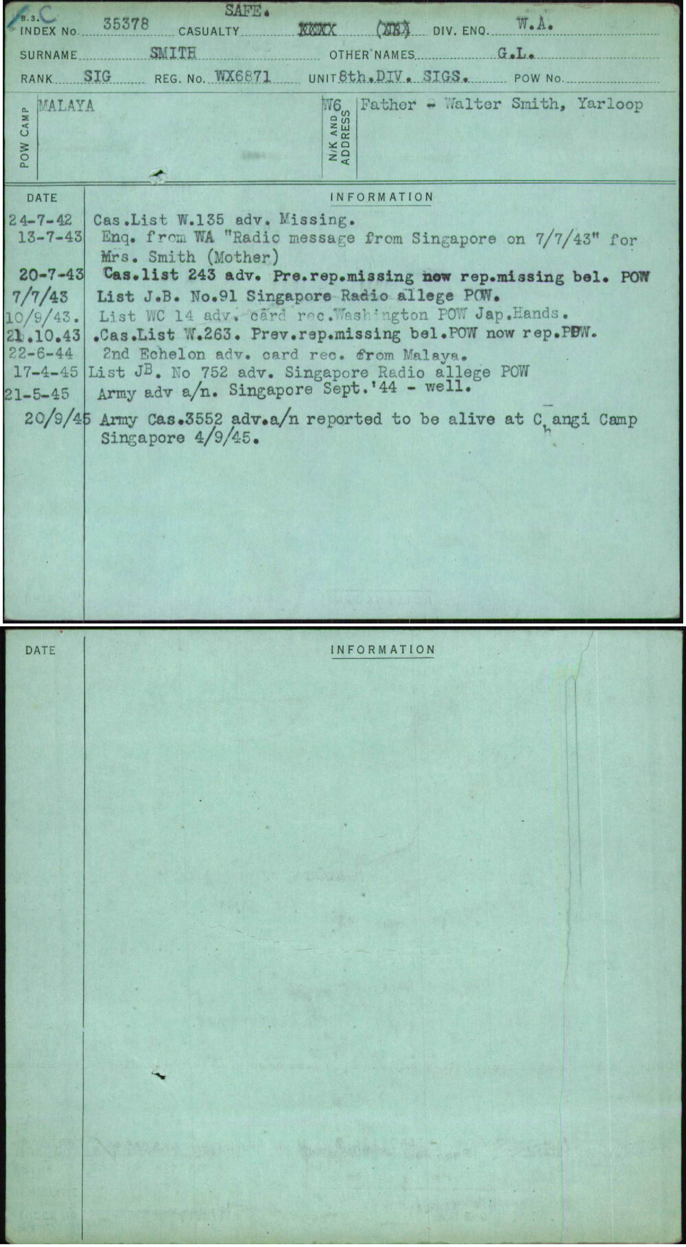 Smith, G L, WX6871