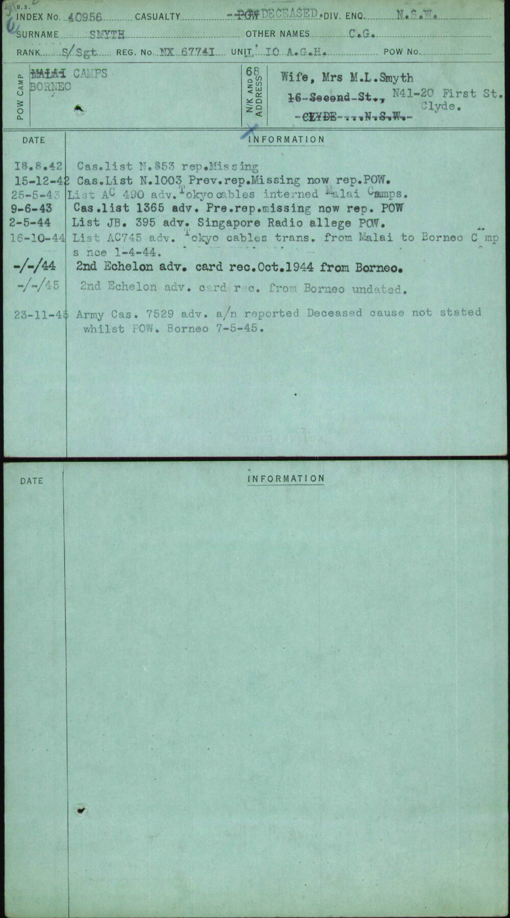 Smyth, C G, NX67741