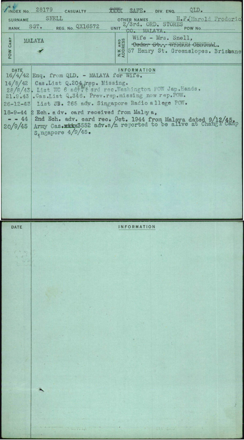 Snell, H F (Harold Frederic, QX16572