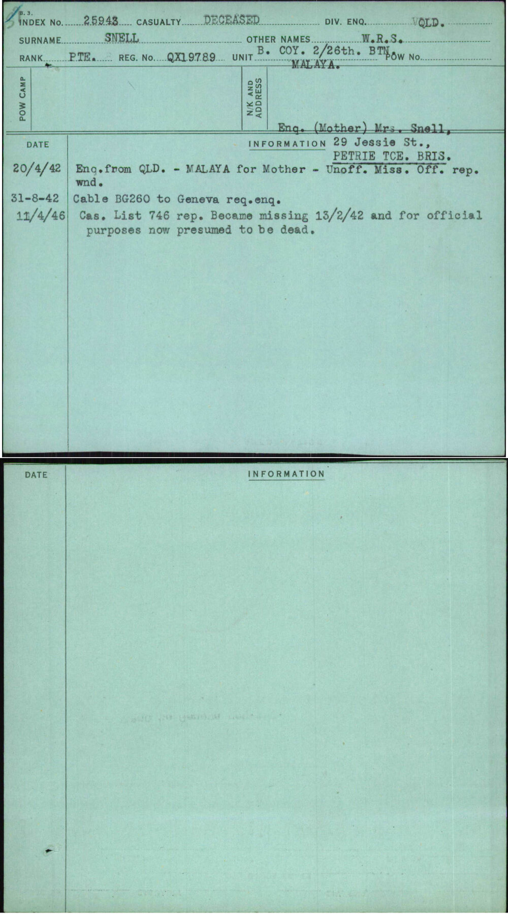 Snell, W R S, QX19789