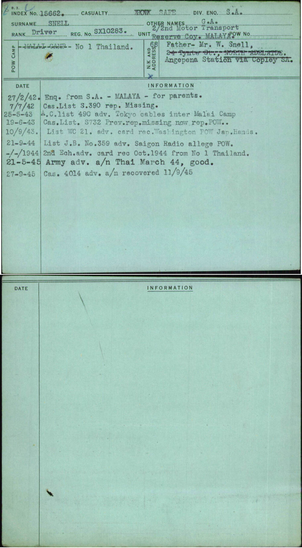 Snell, G A, SX10283