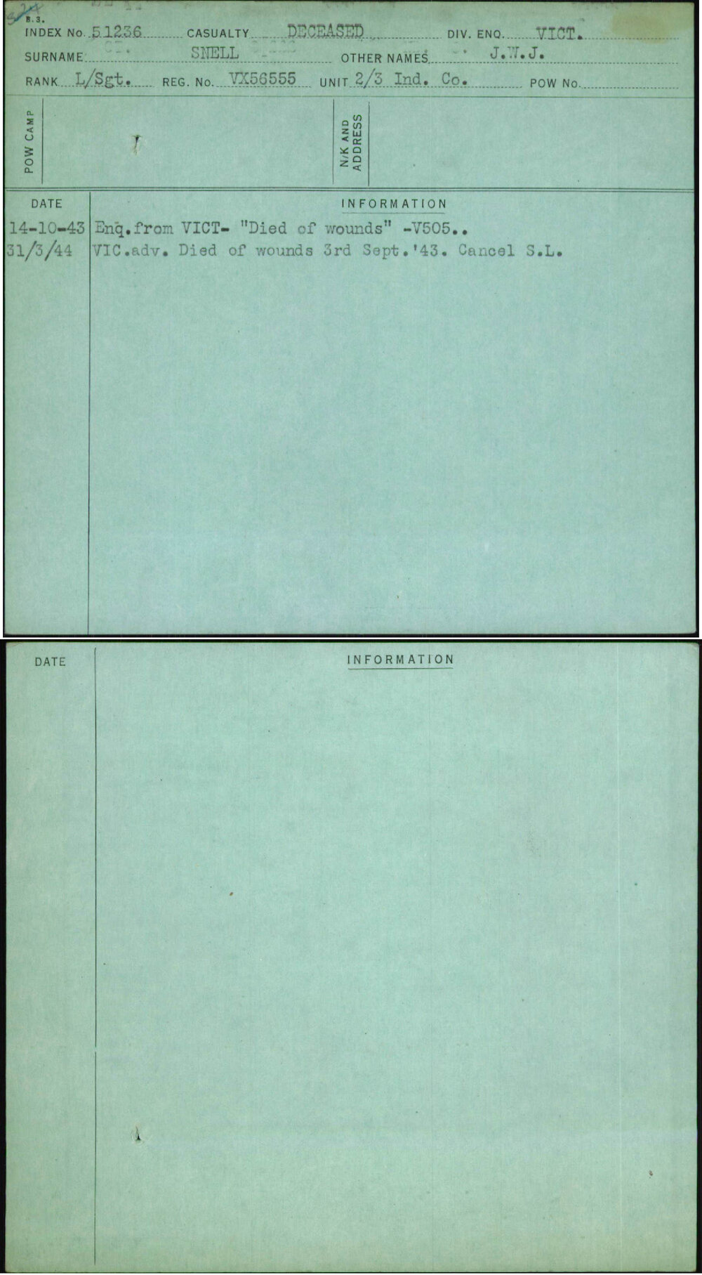 Snell, J W J, VX56555