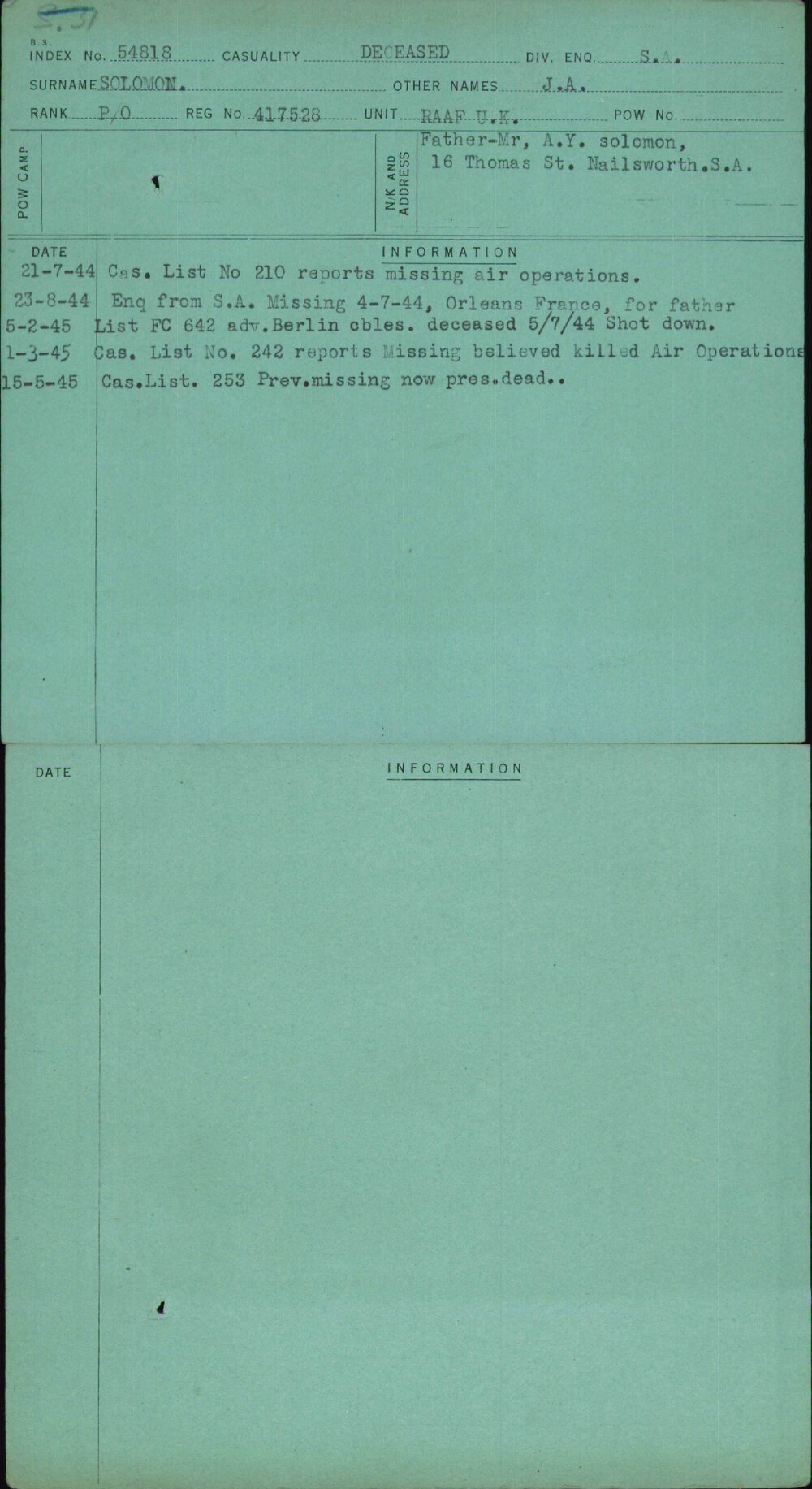 Solomon, J A, 417528