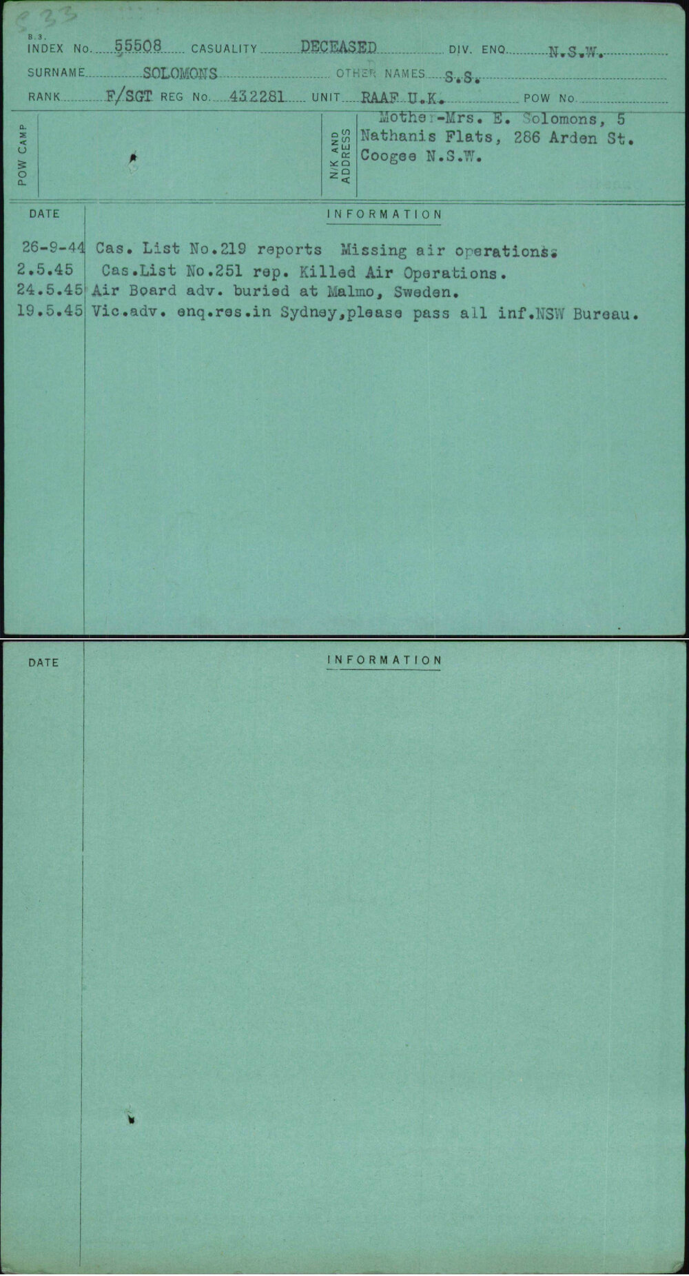 Solomons, S S, 432281