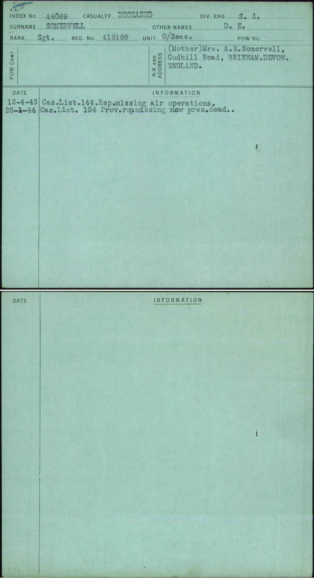 Somervell, D E, 415189