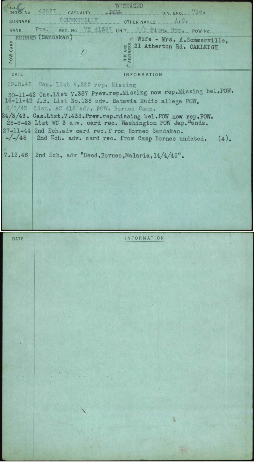 Sommerville, A C, VX41337