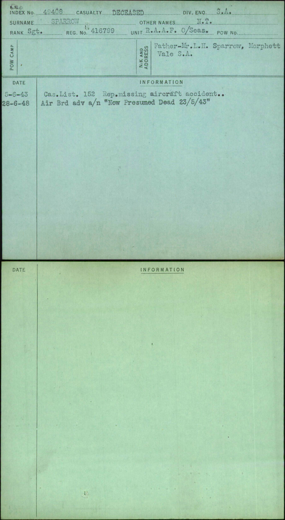 Sparrow, N T, 416799