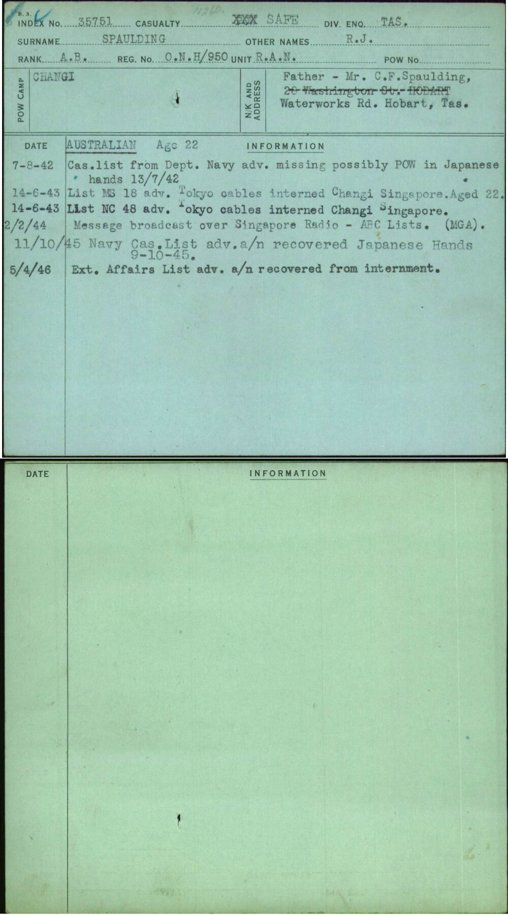 Spaulding, R J, Onh-950