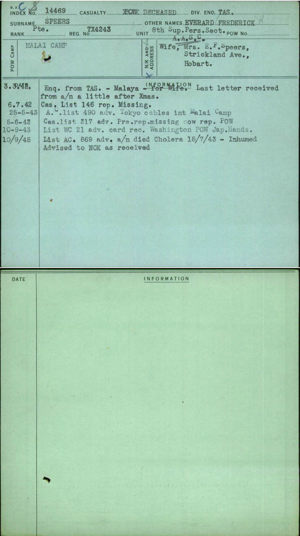 Speers, Everard Frederick, TX4243