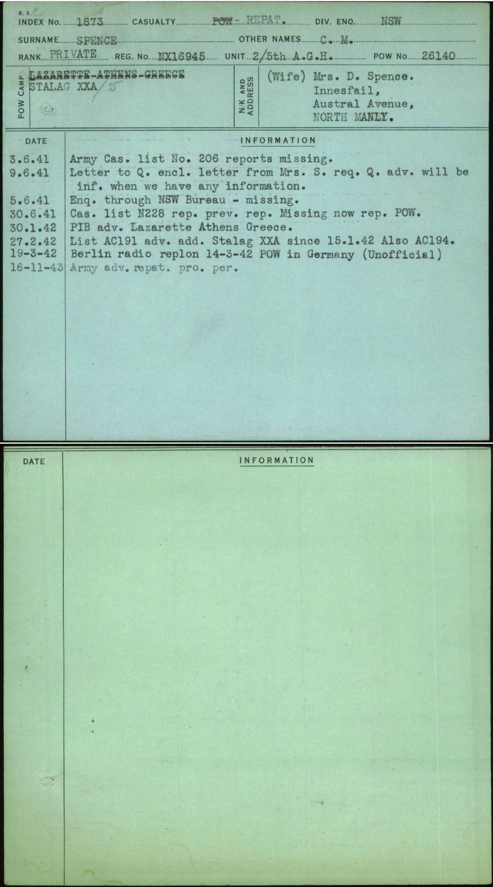 Spence, C M, NX16945