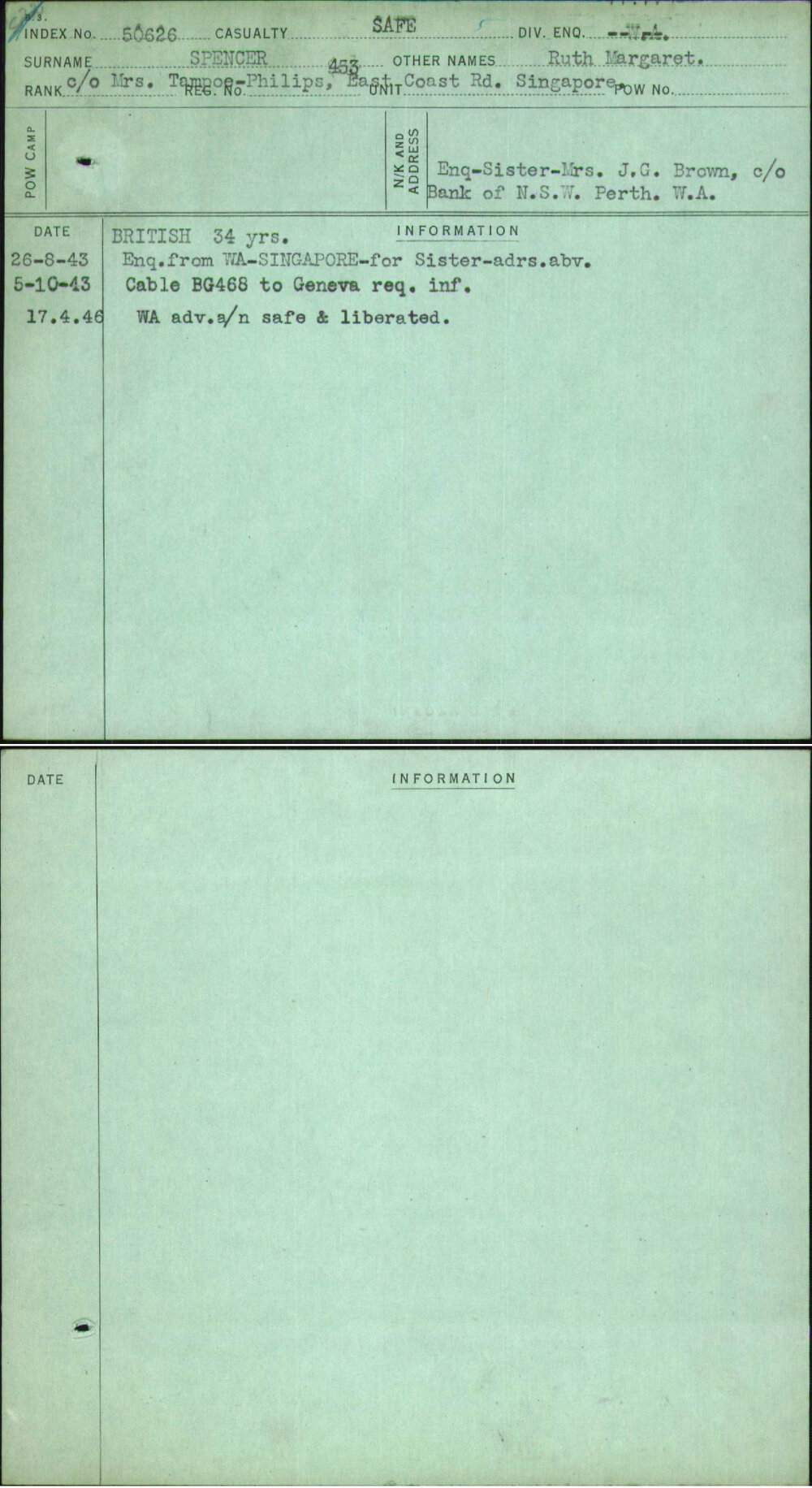 Spencer, Ruth Margaret, [No Service Number]