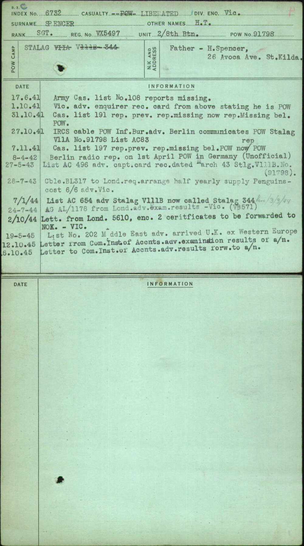 Spencer, H T, VX5497