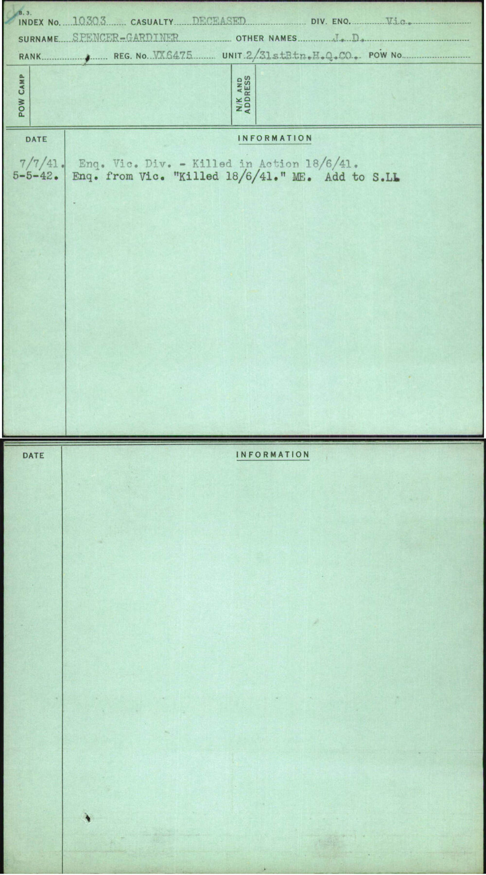 Spencer-Gardiner, J D, VX6475