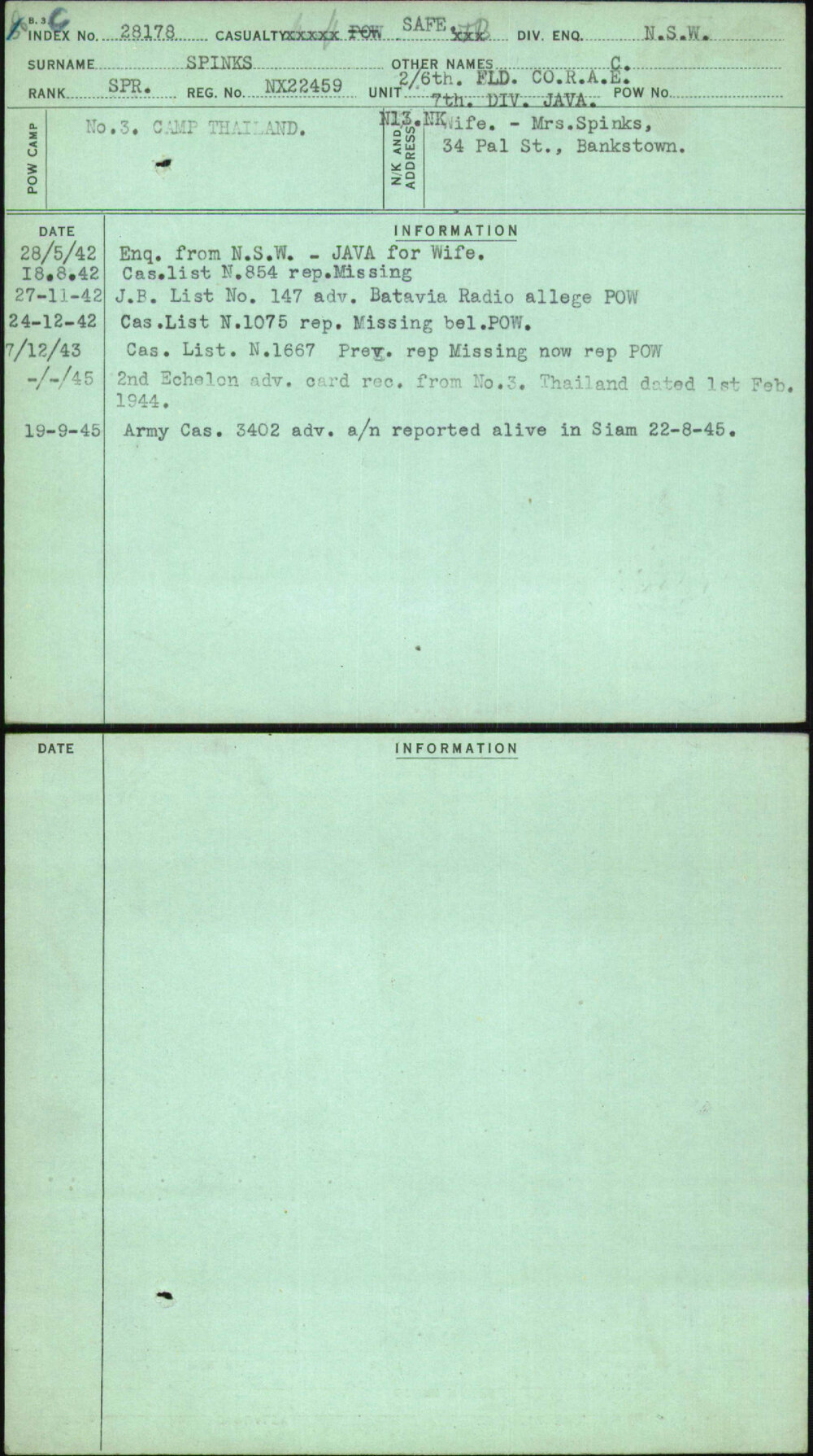 Spinks, C, NX22459