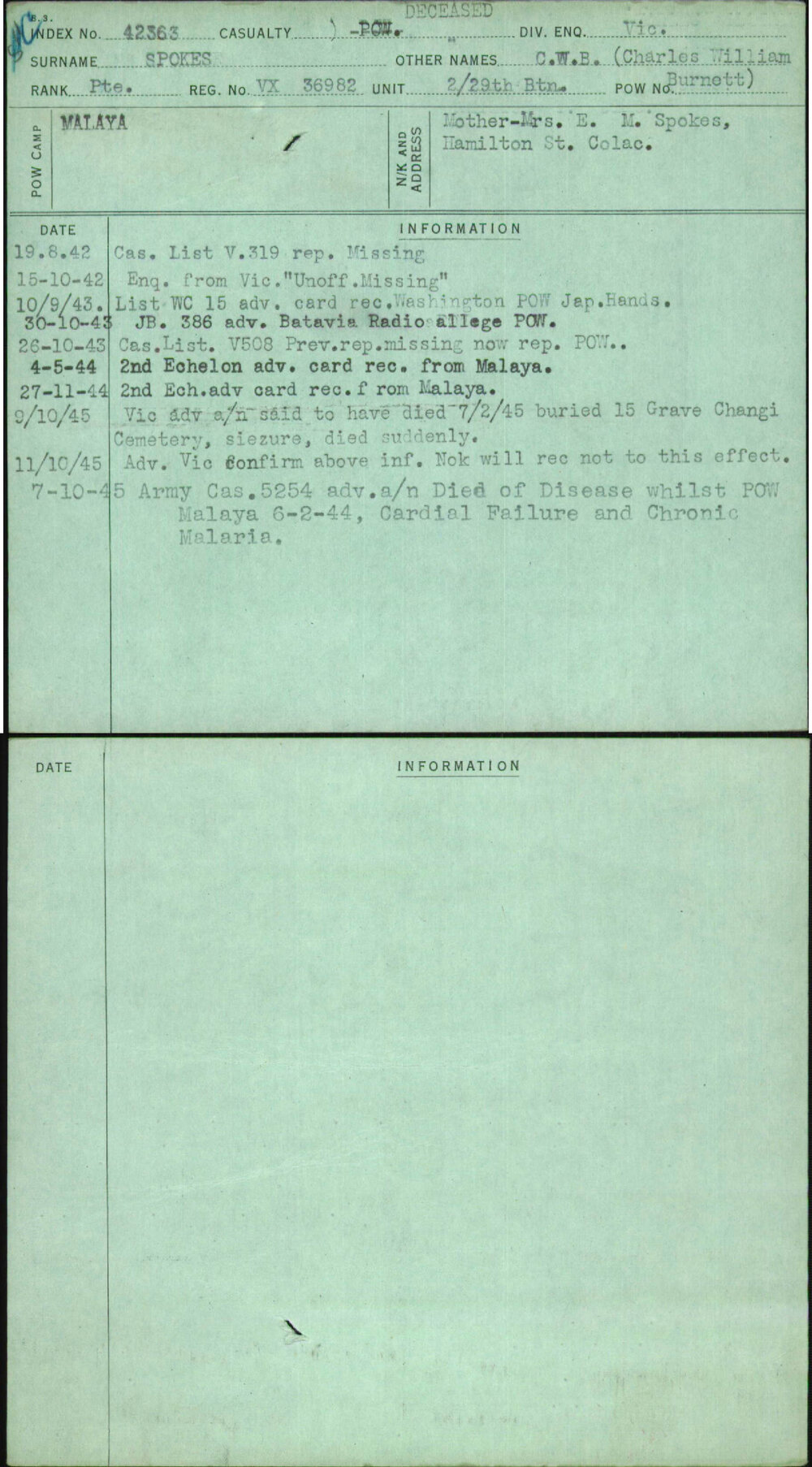 Spokes, C W B (Charles William Burnett), VX36982