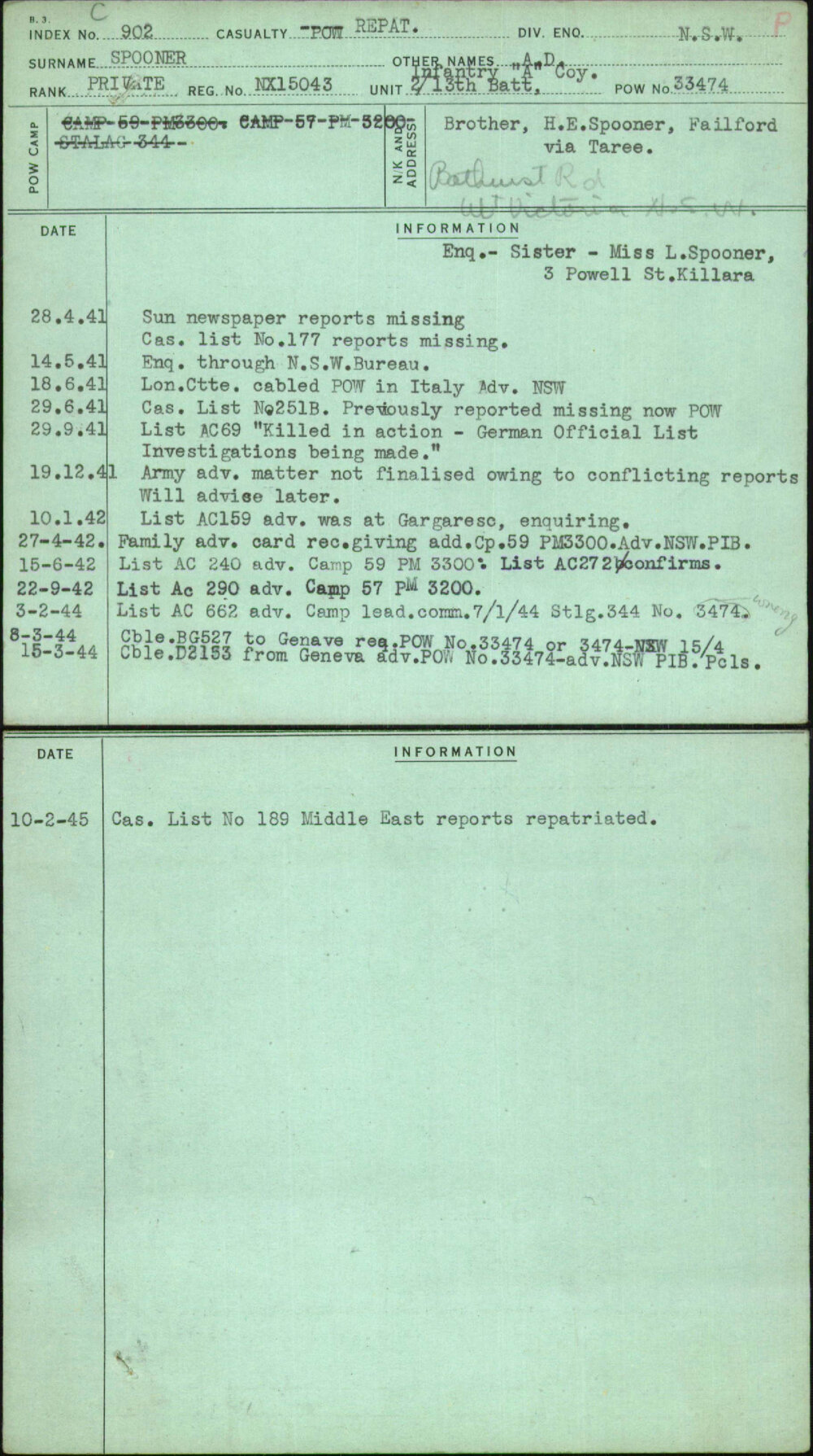 Spooner, A D, NX15043