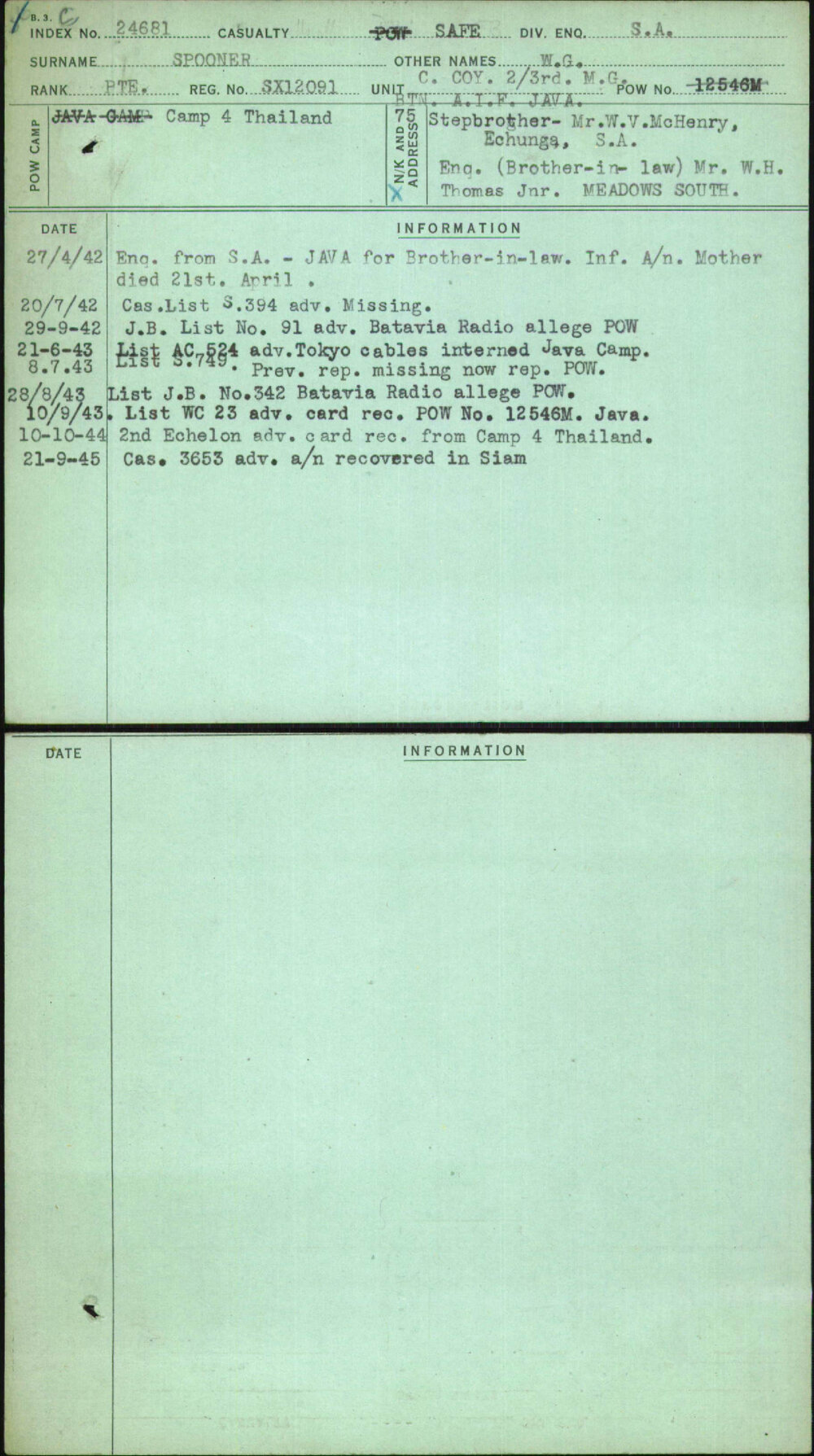 Spooner, W G, SX12091