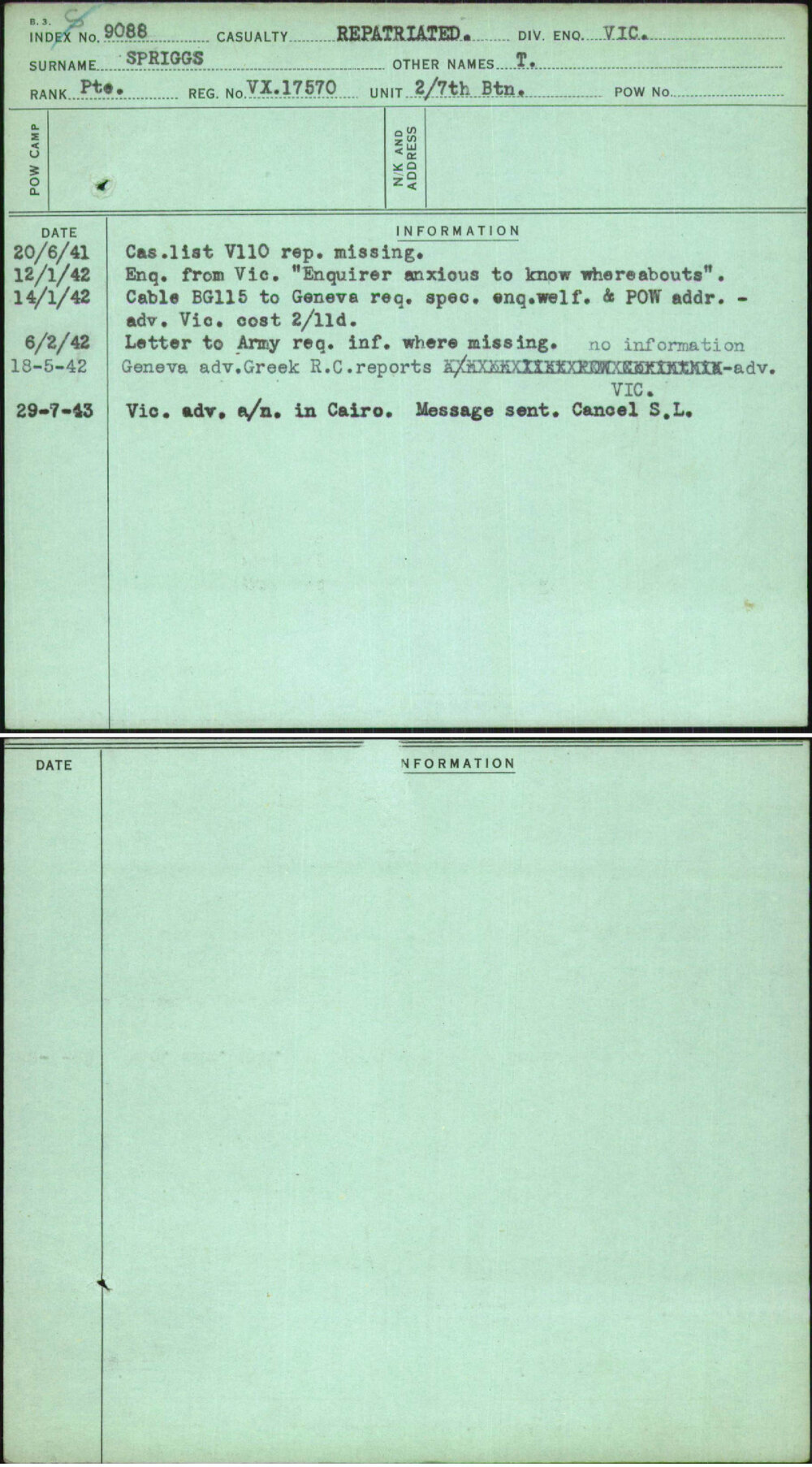 Spriggs, T, VX17570