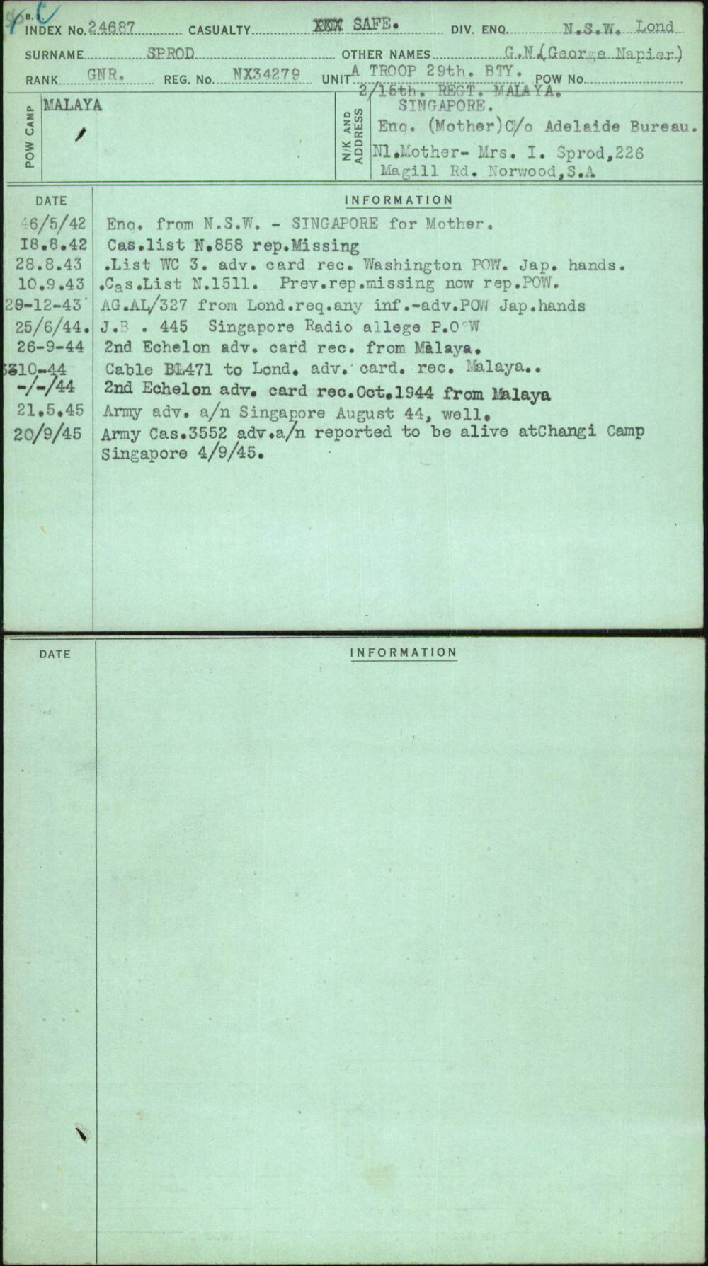 Sprod, G N (George Napier), NX34279