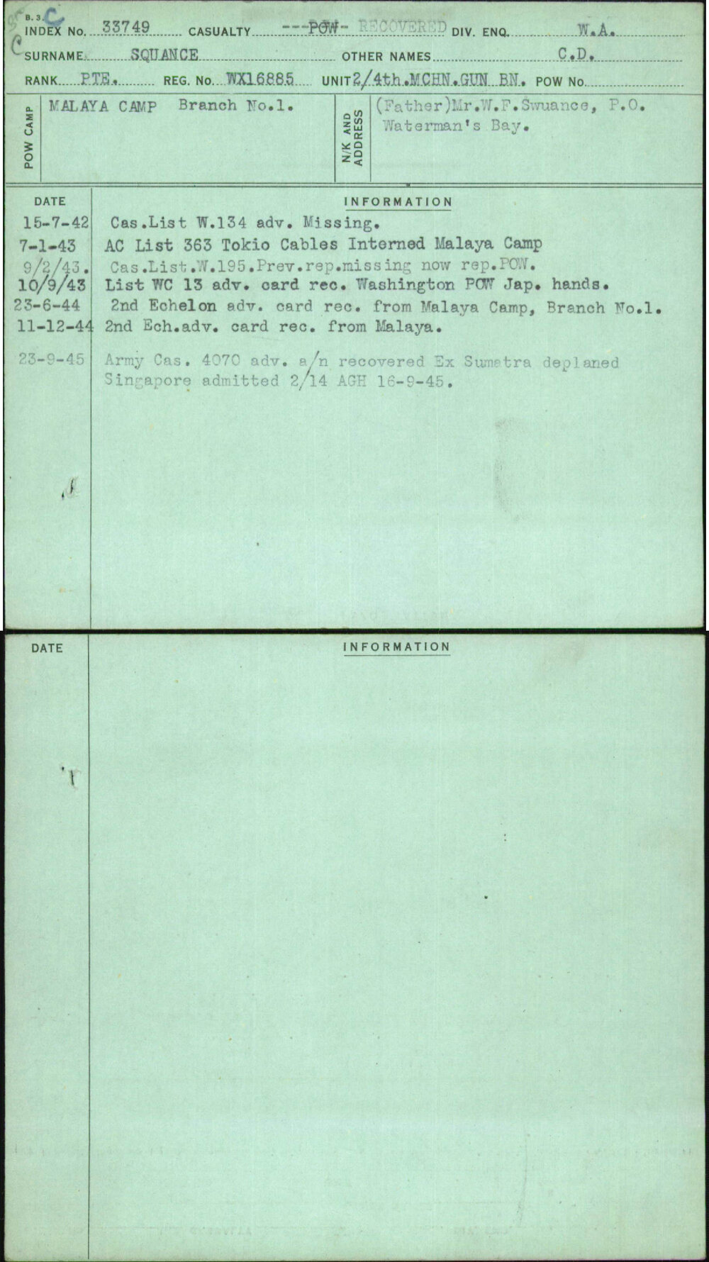Squance, C D, WX16885